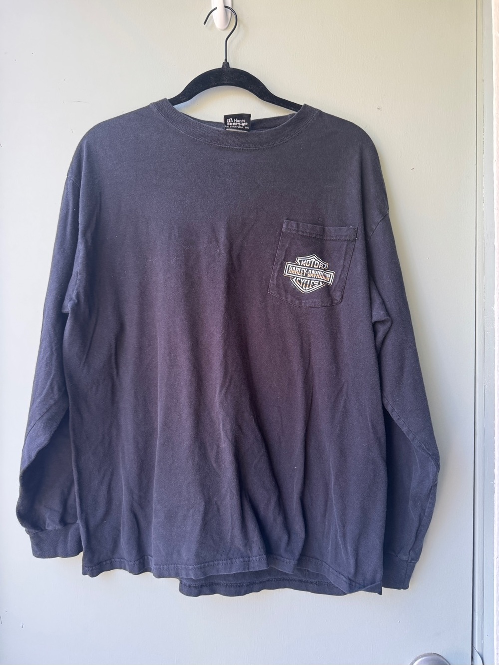 Harley-Davidson Black Long Sleeve Pocket Tee with White Pocket Logo